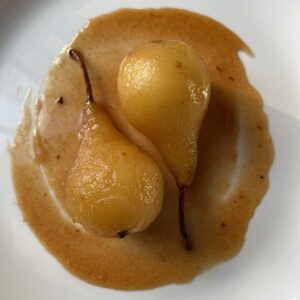 White Wine Vanilla Poached Pears