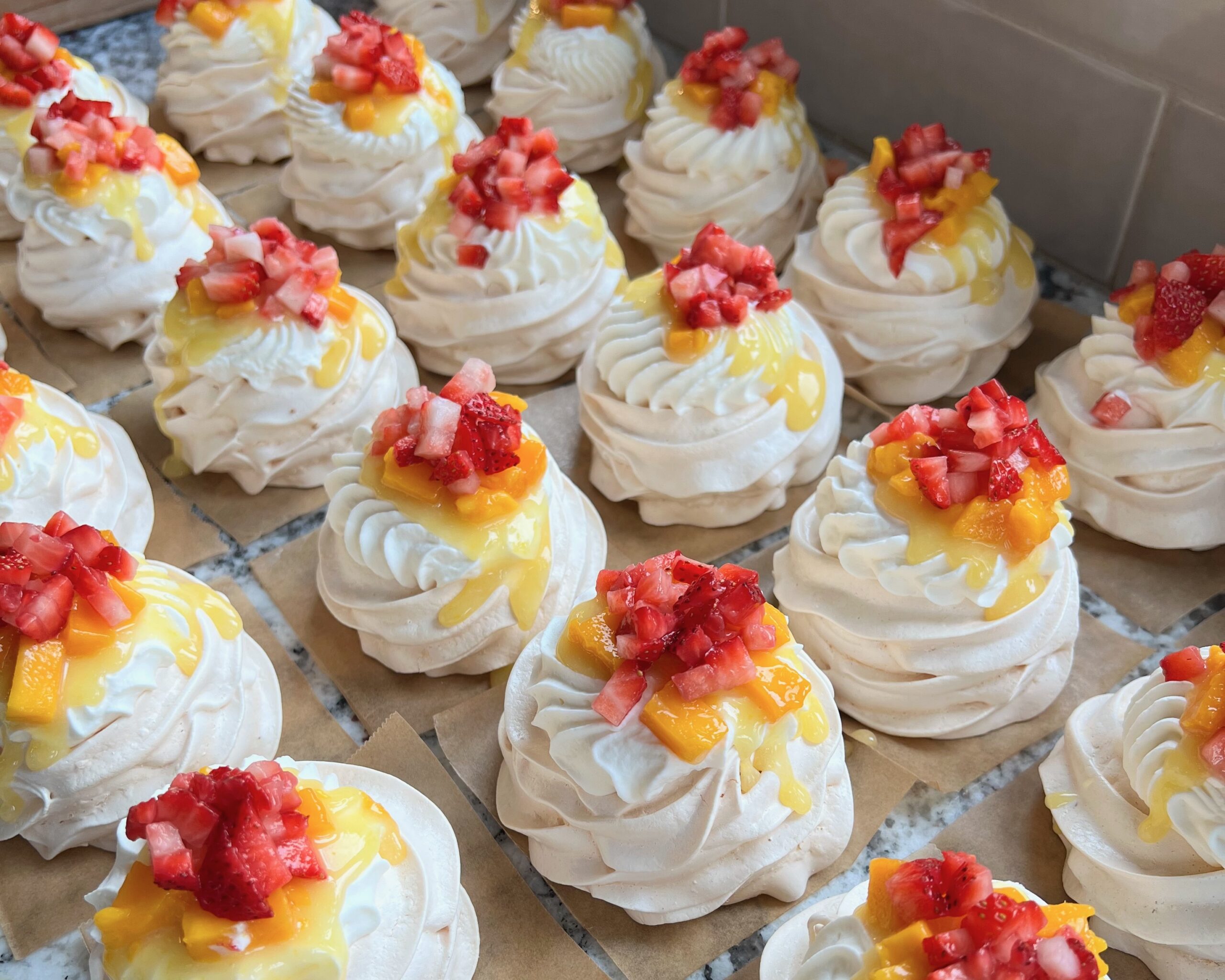 Mango strawberry pavlova made by Amanda Palma